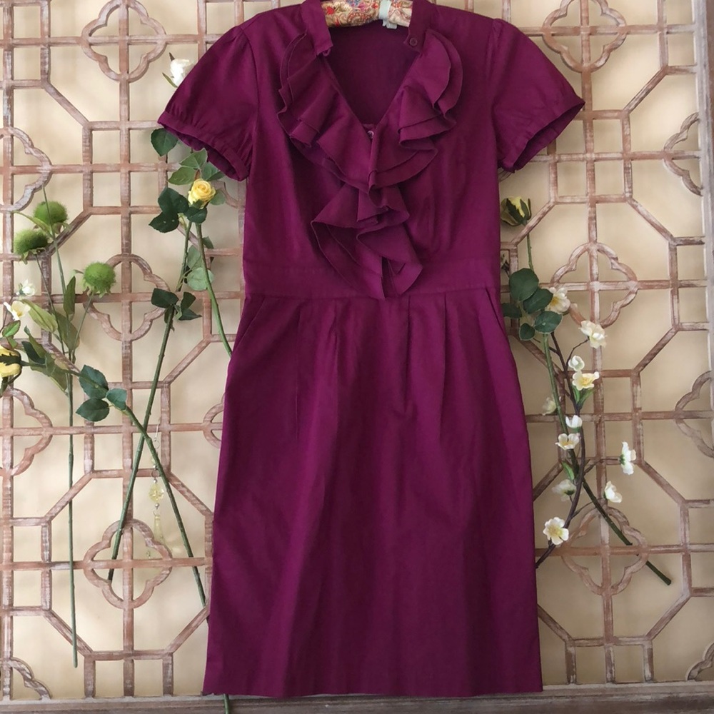 The Limited purple half sleeves dress with ruffles